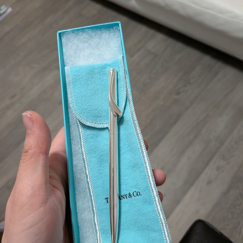 Tiffany & Co. Silver Writing Instrument with Blue Pouch